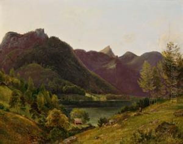 Blick Auf Den Nuss - See Bei Bad Ischl Oil Painting by Franz II Steinfeld