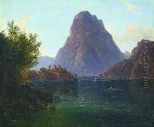 Blick Uber Den Traunsee Oil Painting by Franz II Steinfeld