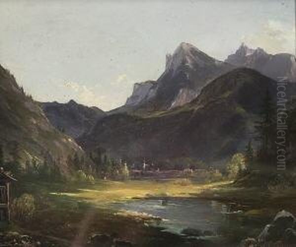 Gebirgssee. Oil Painting by Franz II Steinfeld