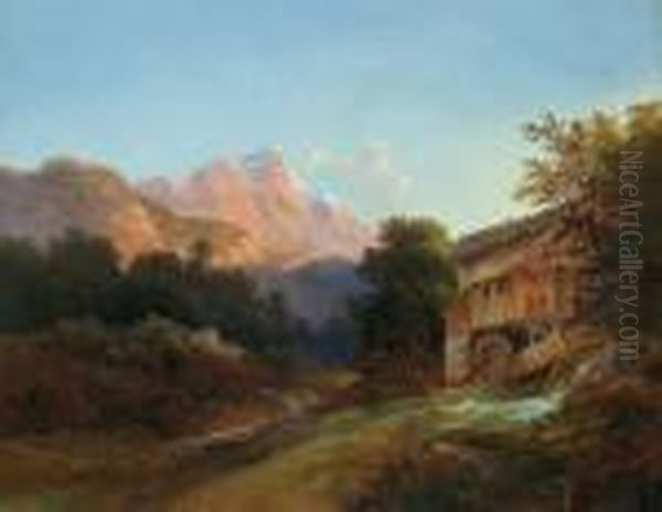 Mulino Fra Le Montagne Al Crepuscolo Oil Painting by Wilhelm Steinfeld