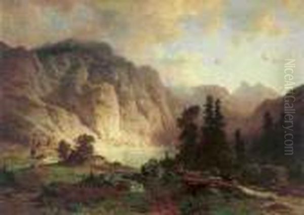 Am Traunsee Oil Painting by Heinrich Steinike