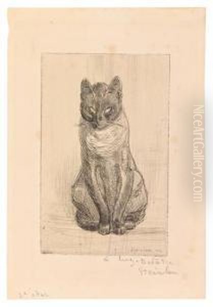 Petit Chat Assis Oil Painting by Theophile Alexandre Steinlen