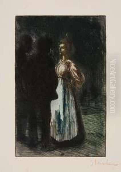 Colloque Nocturne Oil Painting by Theophile Alexandre Steinlen