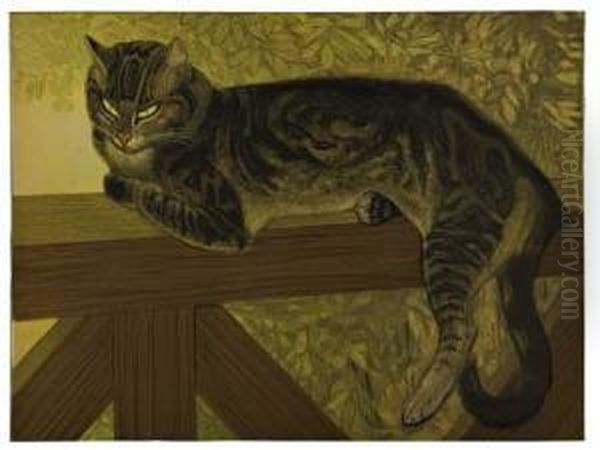 L'ete Chat Sur Une Balustrade Oil Painting by Theophile Alexandre Steinlen