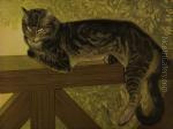 L'ete Chat Sur Une Balustrade Oil Painting by Theophile Alexandre Steinlen