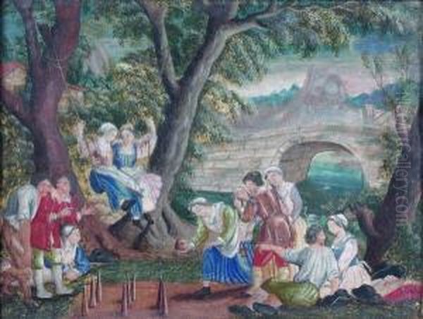 Le Jeu De Quilles Et L'escarpolette Oil Painting by Jacques De Stella