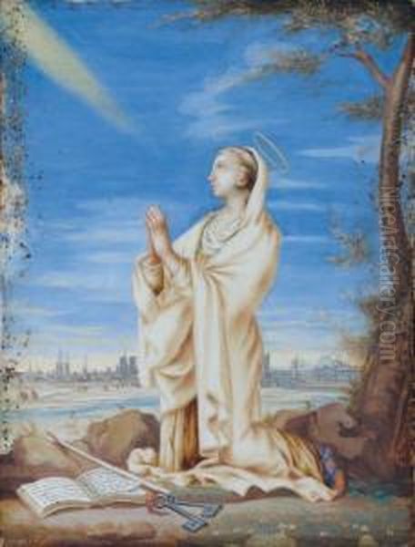 Saint Genevieve Priant Pour Laprotection De Paris Oil Painting by Jacques De Stella