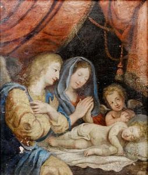 The Madonna And Child With Angels Oil Painting by Jacques De Stella