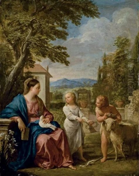 Vierge A L'enfant Avec Saint Jean-baptiste Oil Painting by Jacques De Stella