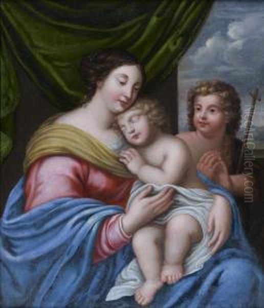 Vierge A L'enfant Avec Saint Jean-baptiste Oil Painting by Jacques De Stella