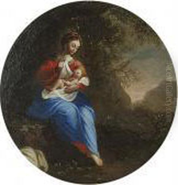 The Madonna And Child In A Landscape Oil Painting by Jacques De Stella