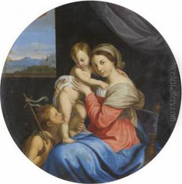 La Vierge A L'enfant Et Saint Jean-baptiste Oil Painting by Jacques De Stella