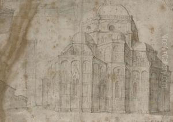 The Duomo, Florence (recto); Slight Studies Of Figures(verso) Oil Painting by Jacques De Stella