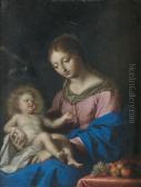 Vierge A L'enfant Oil Painting by Jacques De Stella