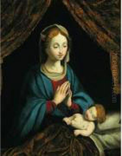 La Vierge Veillant L'enfant Jesus Oil Painting by Jacques De Stella