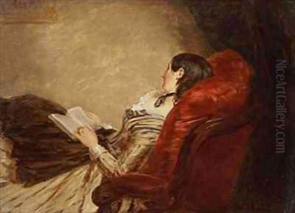 Sketch of the Artists Wife Asleep in a Chair Oil Painting by William Powell Frith