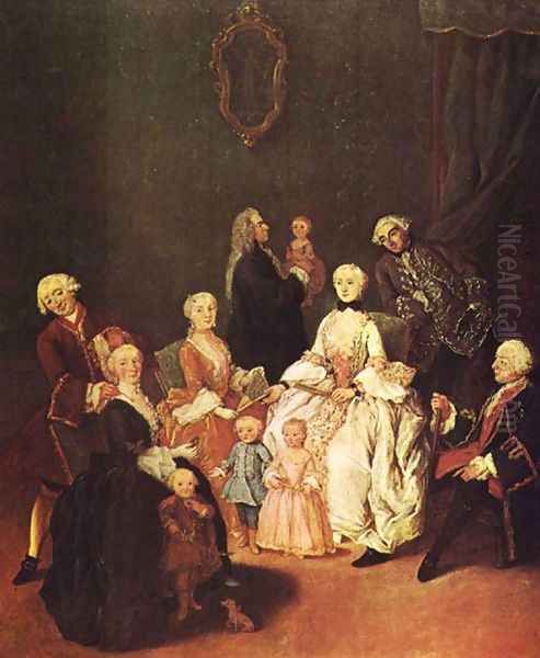 Patrician Family c. 1752 Oil Painting by Pietro Falca (see Longhi)