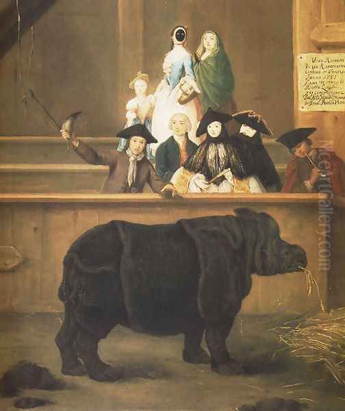 Rhinoceros Oil Painting by Pietro Falca (see Longhi)