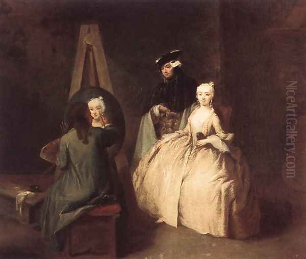 Painter in his Studio 1740-45 Oil Painting by Pietro Falca (see Longhi)