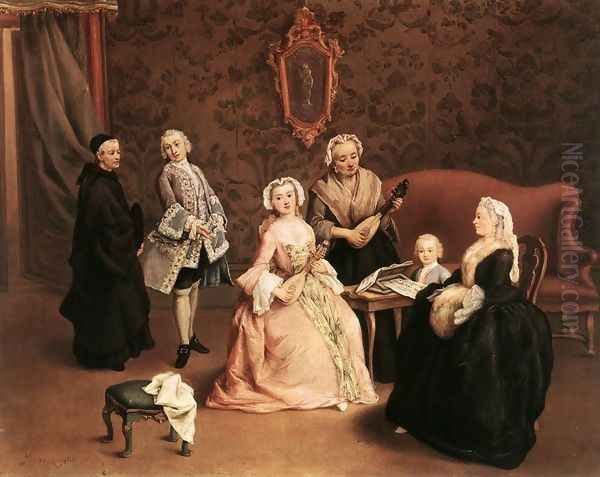 The Little Concert 1746 Oil Painting by Pietro Falca (see Longhi)