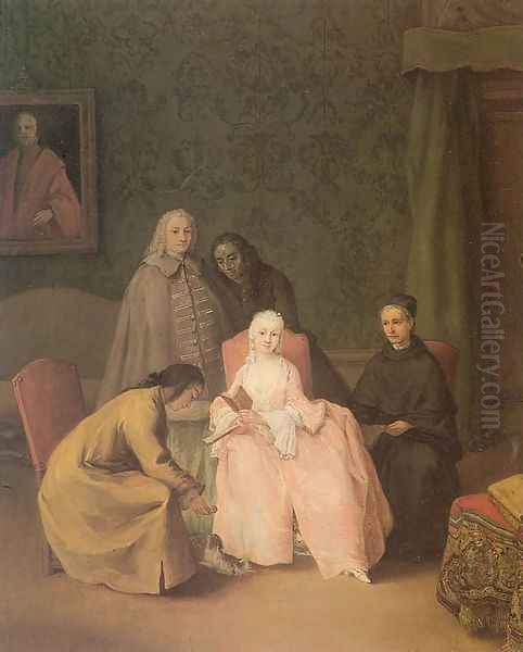 The Visit Oil Painting by Pietro Falca (see Longhi)