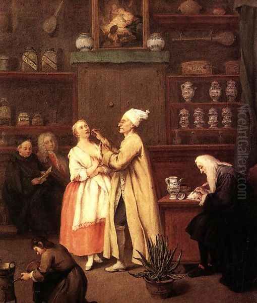 The Spice-vendor's shop c. 1752 Oil Painting by Pietro Falca (see Longhi)