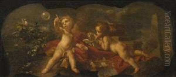 Putti Aux Bulles De Savon Oil Painting by Ignazio Stern