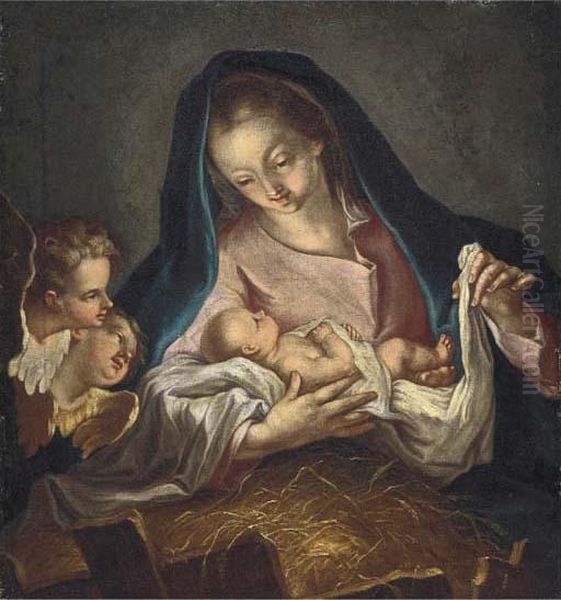 The Virgin And Child With Cherubim Oil Painting by Ignazio Stern