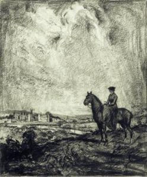 Woman On Horseback Oil Painting by Albert Edward Sterner