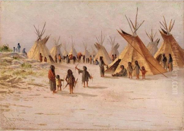 Indian Camp Near The Dalles On The Columbia River Oil Painting by John James Steuart