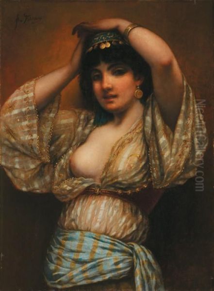 Orientale A La Ceinture Bleue Oil Painting by Agapit Stevens