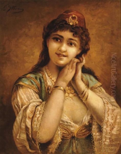 Beaute Orientale Aux Bijoux Oil Painting by Agapit Stevens