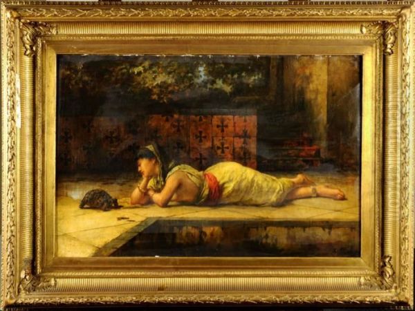 Jeune Femme A La Tortue Oil Painting by Agapit Stevens