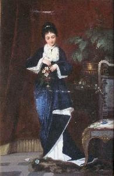 Elegante Au Bouquet Oil Painting by Agapit Stevens