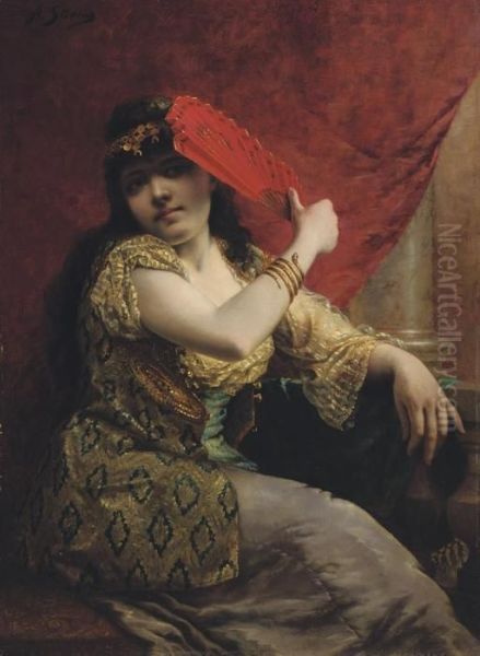 An Egyptian Beauty Oil Painting by Agapit Stevens