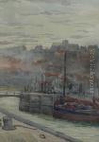 Scarborough Harbour Oil Painting by Alfred Stevens