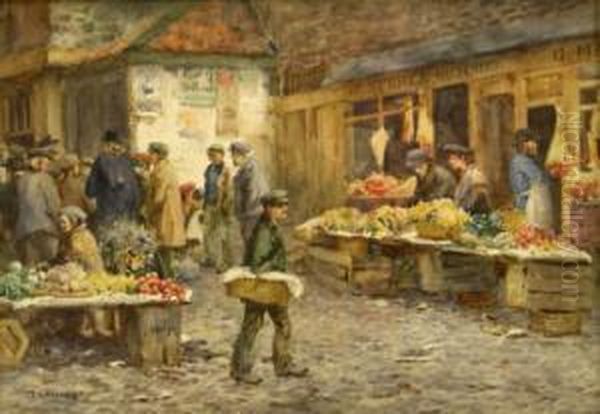 W Spence Butchers, Market Place Oil Painting by Alfred Stevens