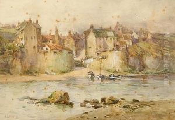 Coastal Village, Thought To Be Whitby Oil Painting by Alfred Stevens