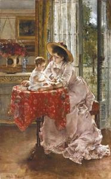 The Contented Mother Oil Painting by Alfred Stevens