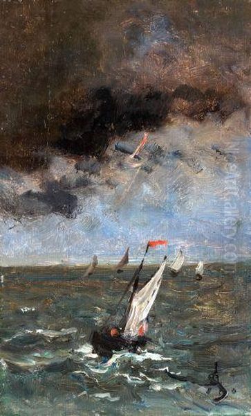 Marine Par Temps D'orage Oil Painting by Alfred Stevens