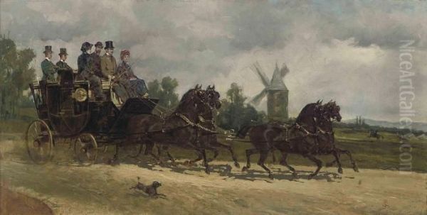 Off To Town Oil Painting by Alfred Stevens