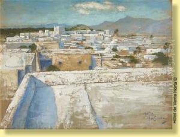 Vue De Gafsa (orientaliste) Oil Painting by Gustave Max Stevens