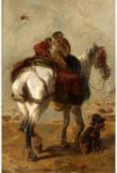 The Travellers Oil Painting by Joseph Edouard Stevens