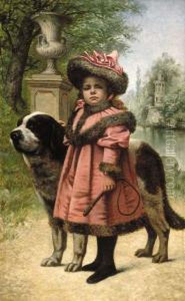 Man's Best Friend Oil Painting by Joseph Edouard Stevens