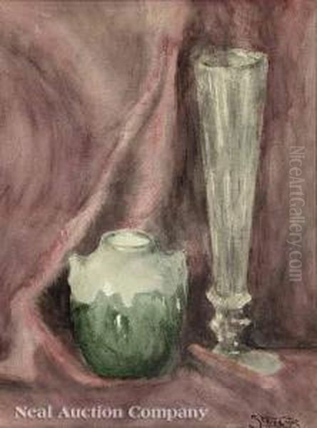 Stilllife Of Vase And Champagne Flute Oil Painting by Will Henry Stevens