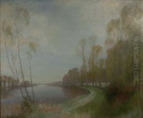 River Landscape In Spring by Robert Macaulay Stevenson