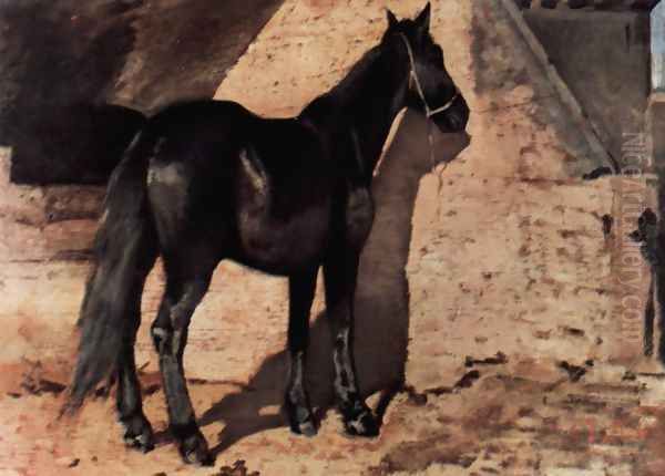 Black horse in the sun Oil Painting by Giovanni Fattori