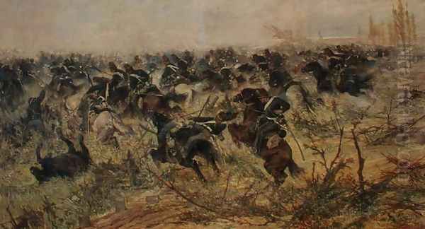 Cavalry Charge, 1873 Oil Painting by Giovanni Fattori