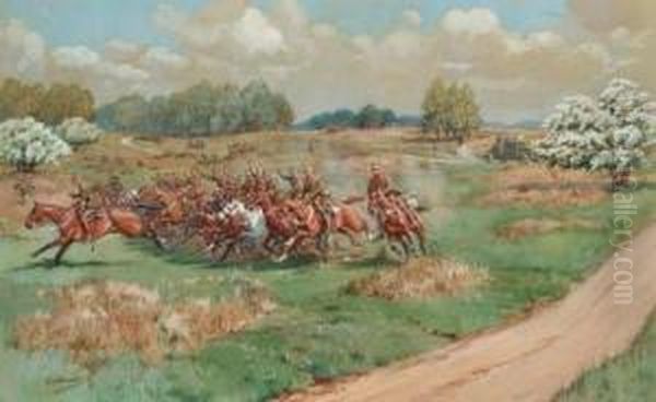 Yeomanry Exercising Oil Painting by Frank Algernon Stewart