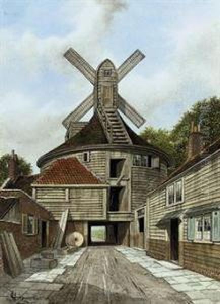 Old Windmill, Bankside, Southwark Oil Painting by James Lawson Stewart